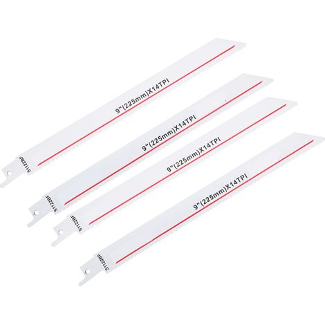 Ensemble de 4 lames de scie alternative pour bois et métal, polyvalentes, 225 mm (9 po), 5 dents par pouce (5PTI), pour la coupe et les réparations domestiques (1/5)