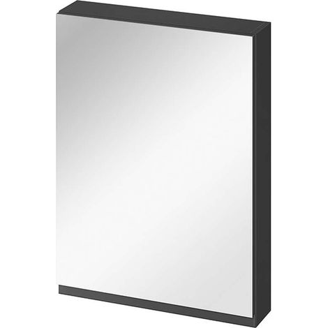 Cersanit Moduo - Armario con espejo, 80x60x14 cm, 1 puerta, bisagras izq./dcha, antracita S590-085