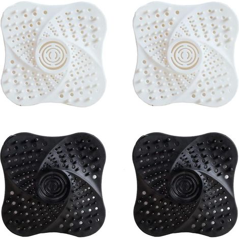 Lot de 4 crépines d'évier en silicone, filtre à cheveux pour douche, protection de bonde (1/5)