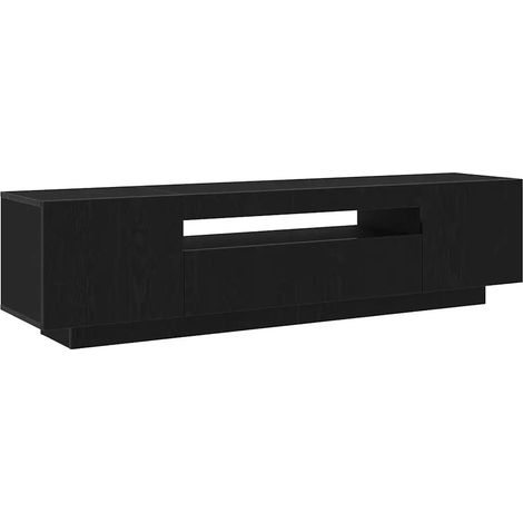 Meuble TV rectangulaire moderne avec étagères 160 x 35 x 40 cm en bois d'ingénierie noir