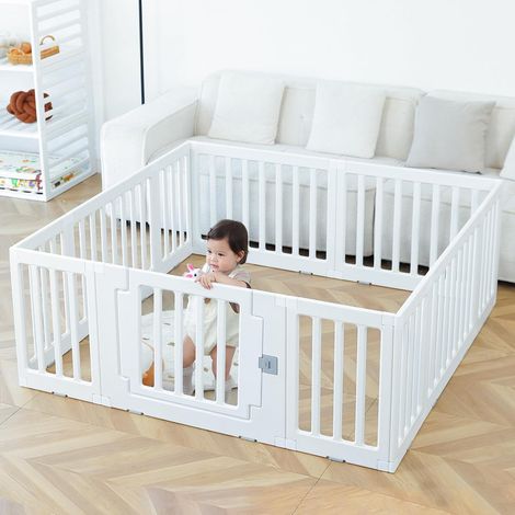 Parc Bebe Modulable 150×150 cm, Parc de Jeux pour Bébé Enfant, Blanc (1/5)