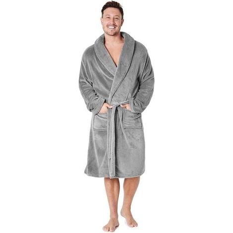 Peignoir de bain - Homme - Polaire Chaude - Gris - Taille L (1/4)