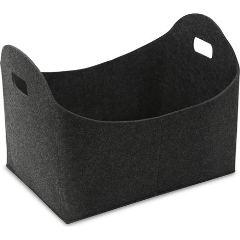 Wolketon Cesta de fieltro plegable para leña, 44 x 34 x 31 cm, Gris oscuro (1/5)