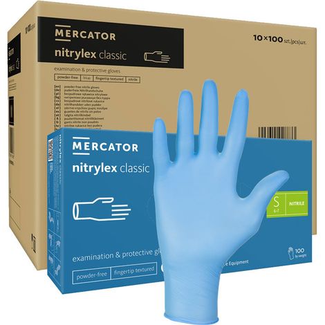Nitrilhandschuhe Größe S blau Mercator Nitrylex Classic 100 Stück pro Karton (10er-Packung) (1/5)