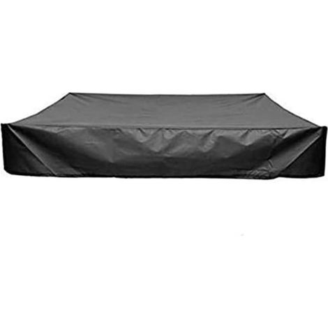 Poolabdeckung, 150 x 150 x 20 cm, Sandkastenabdeckung aus Oxford-Gewebe, Schwarz, wasserdichtes Material, quadratische Sandkastenabdeckung, mit Kordelzug, wasserdicht, winddicht, für Pools (1/5)