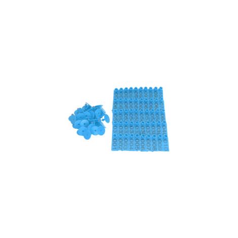 Lot de 100 boucles d’oreille numérotées 1–100 pour élevage – Antichute – Couleur bleue (1/5)