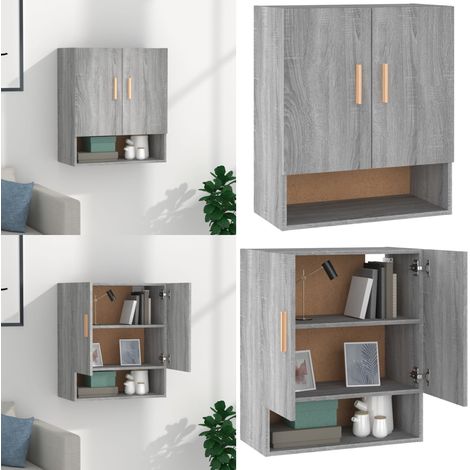 Armadietto a Muro Grigio Sonoma 60x31x70cm in Legno Multistrato - Armadietto in legno - Armadietto scandinavo