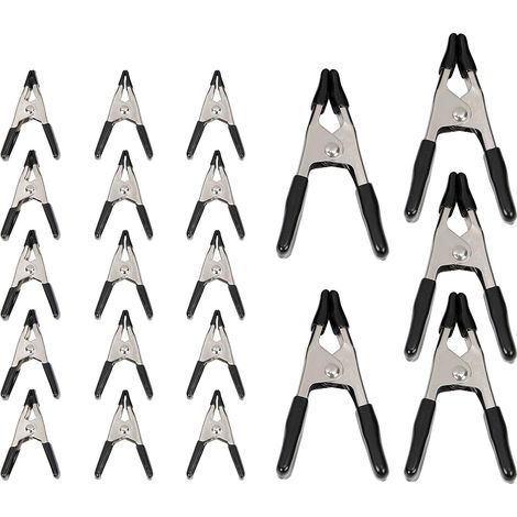 Jeu de pinces à ressort en acier de 20 pièces - 15 pièces 1,91 cm, 5 pièces 2,54 cm, Noir/Argenté (1/5)