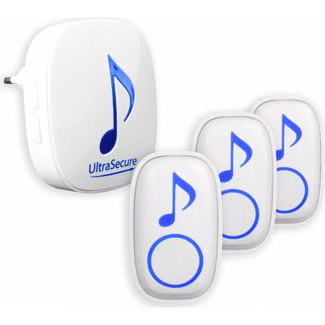 Kit d'appel triple panique / SOS sans-fil 300m / 3 boutons + carillon intérieur 35 mélodies (DA600+) (1/5)