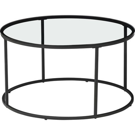 Mesa de centro consola mesa auxiliar cristal templado transparente 45 x 80 cm color negro 030010805