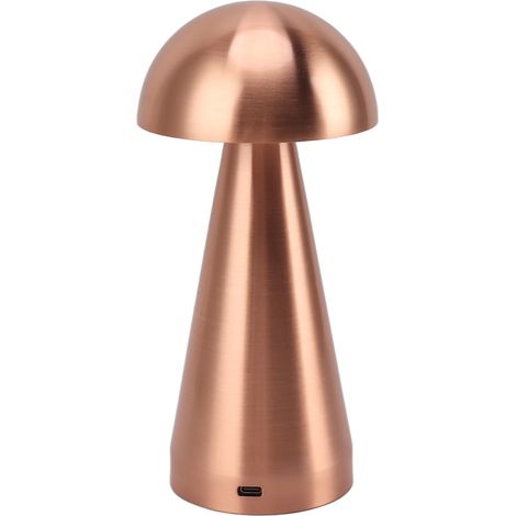 Lampe de table en forme de champignon, 3 températures de couleur LED, intensité variable, sans fil, rechargeable par USB, lampe de chevet moderne pour chambre ou salon, or rose (1/5)