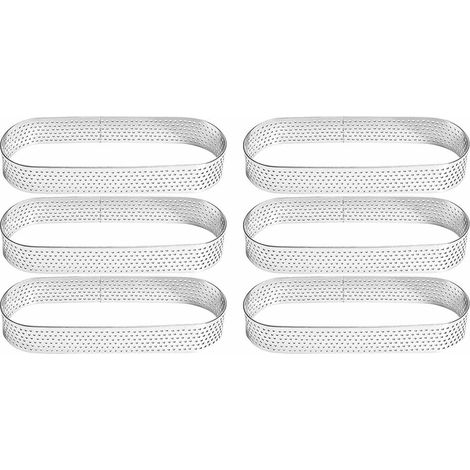 Lot de 6 cercles à tartelettes en acier inoxydable,cercles à tarte,cercles à tartelettes perforés,résistants à la chaleur perforés