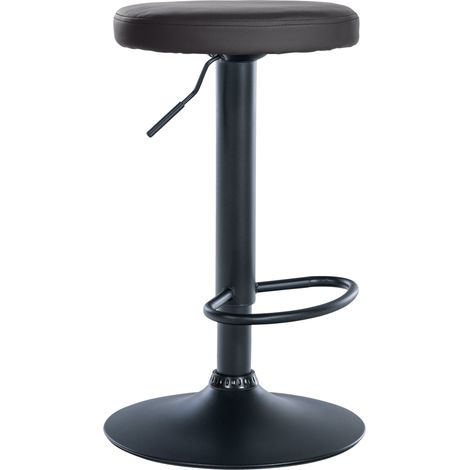 Taburete de bar x1 diseño sencillo altura regulable tapizado en piel sintética negra patas de metal negro 100006398