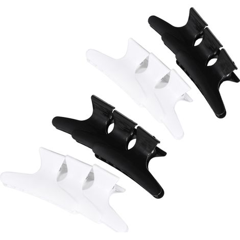 Juego de 12 pinzas para el cabello de plástico en forma de mariposa, blancas y negras, para peluqueros. (1/5)