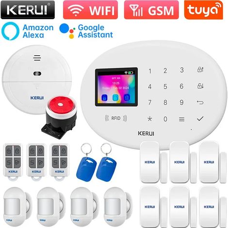 (Pack 8) Kit de sécurité pour maison intelligente, prend en charge les alarmes à double réseau WiFi et GSM et comprend un détecteur de mouvement infrarouge. (1/5)