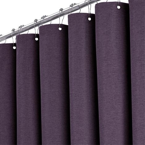 1 Rideau de douche, 180x200 cm, Polyester, Lin violet, Anti-moisissure, Lavable, Avec 12 crochets, Salle de bain