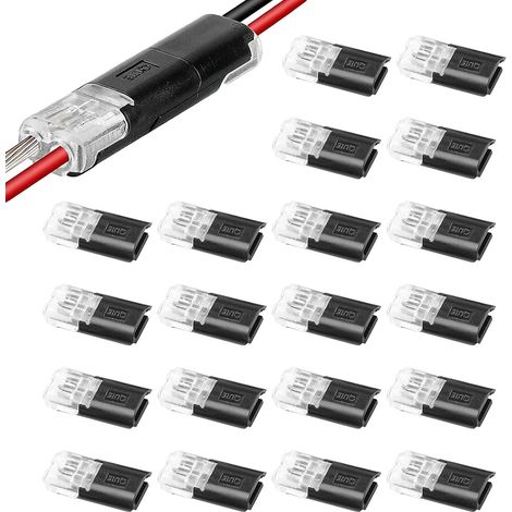 20PCS Connecteur Electrique Etanche,Connecteurs De Câble à 2 Broches,Connecteur à Double Fil,Bloc de Jonction Double Fil Rapide,Connecteurs à épissure Rapide pour Câble 18-22 AWG (1/5)
