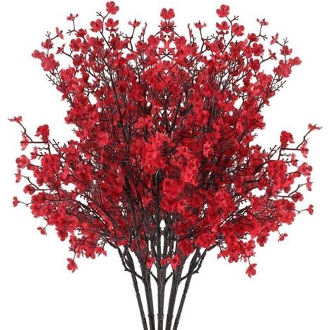 Bouquets artificiels de gypsophile rouge en soie – Lot de 4, décoration intérieure et mariage, haute qualité, sans marque