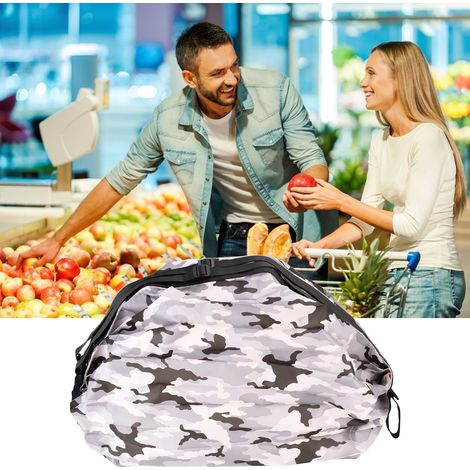 Sac à dos de voyage/sac de courses pliable, imperméable, en polyester japonais de grande capacité, de type accordéon, couleur camouflage gris. (1/5)