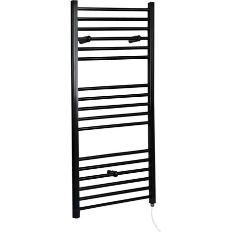 Hudson Reed Nox - Sèche-Serviettes Design Électrique Moderne Plat - Noir  - 120 cm x 50 cm