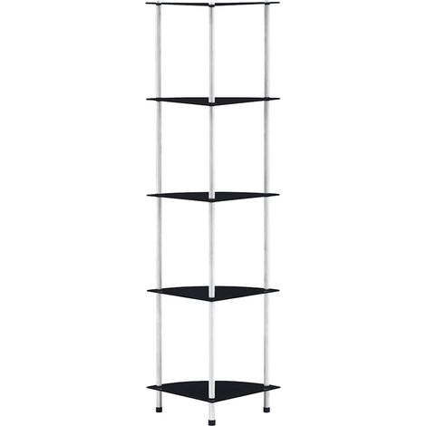 vidaXL Étagère 5 niveaux Noir 30x30x130 cm Verre trempé (1/5)