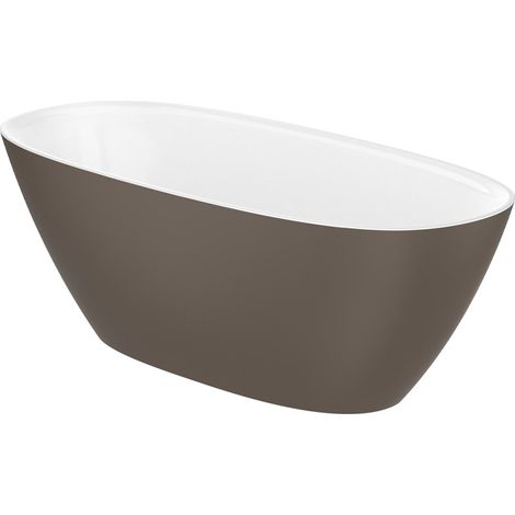 Baignoire en îlot ARIANE 240L en Stonex avec vidage et siphon - Café (1/3)