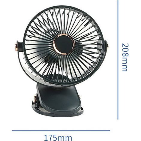 Tischventilator zum Anklemmen (dunkelgrün) 15 cm – USB-aufladbar, tragbar und leise, ideal für Büros, Studentenwohnheime und Arbeitszimmer. (1/2)