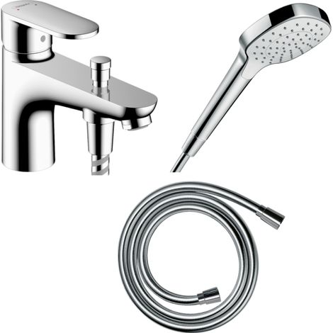 Pack mitigeur bain douche mécanique HANSGROHE Vernis Blend C2 + Pommeau de douche Croma 110 + Flexible Isiflex chromé