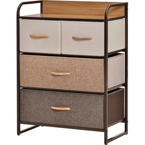 Meuble de Rangement chiffonnier 4 tiroirs en Tissu 58 x 29 x 78,5 cm multicolore (1/5)