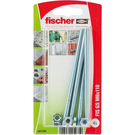 Anclaje con rosca para fijaciones con inyección, FIS GS, M 6 x 110 K  Fischer 503789