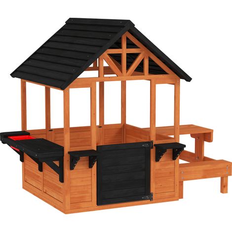 AIYAPLAY Casetta da Giardino per Bambini in Legno di Abete, Bimbi 3-8 Anni