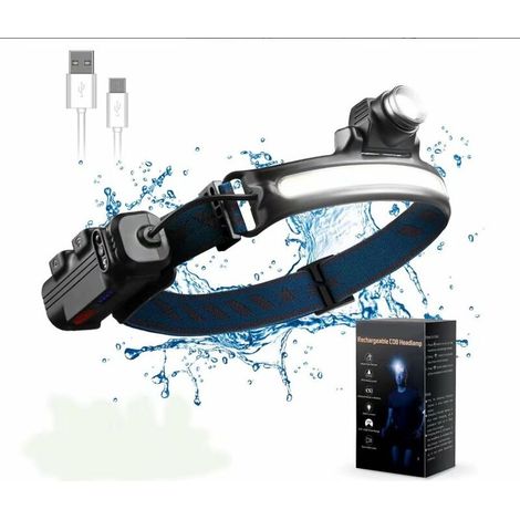 Lampe Frontale Lampe Frontale LED Rechargeable Puissante, Torche Frontale Zoom Avec Mode Capteur Sensible, Halo Light Étanche (1/4)