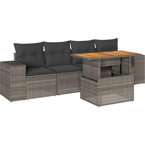 Maison Exclusive - 5-tlg. Garten-Sofagarnitur mit Kissen Grau Pol