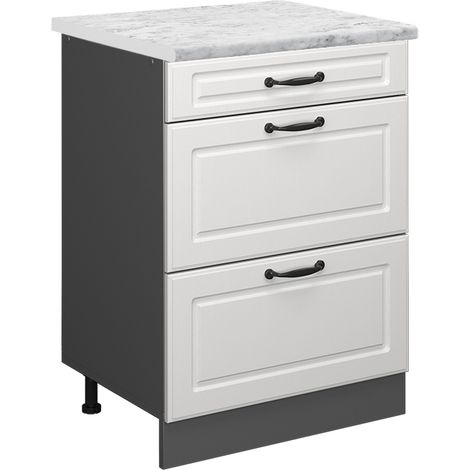 Meuble cuisine R-Line, Blanc campagne, 60cm PT Marbre, Vicco