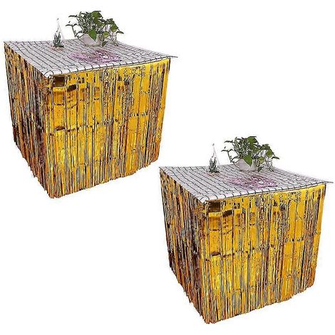 Juego de 2 faldones de mesa con flecos de lámina metálica, faldones desechables de oropel para desfiles, fiestas y cumpleaños. (1/5)