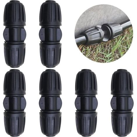 Hose Connectors, 6 Pcs Straight Connectors, Drip Irrigation Connectors for Drip Irrigation Systems, Garden, Patio, Lawn or Flower Bed (1/4)