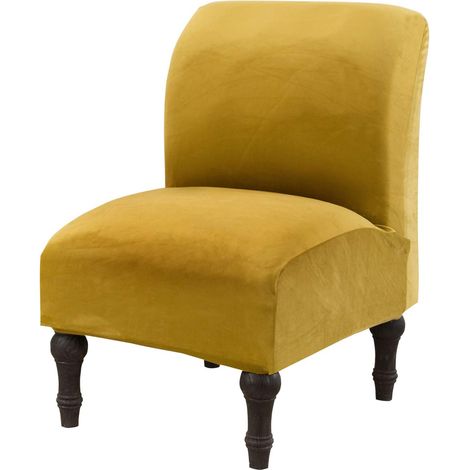 Armless chair covers, stretchable and removable, furniture protectors, stretchable, washable chair covers for home and hotel use (yellow, velvet) (1/5)