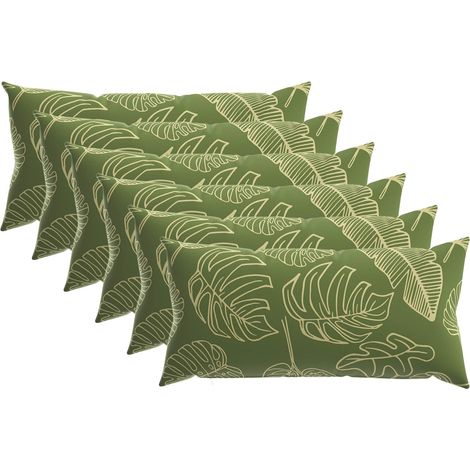Cushion Cover 6 pcs HEERLEN Leaf Design 40 x 80 cm Polyester vidaXL