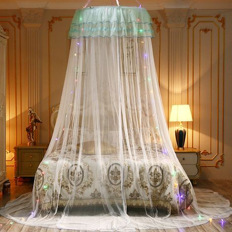 Moustiquaire, moustiquaire princesse en dentelle à double lits à dôme rond, moustiquaire pour grand lit double sans perçage, tente princesse pour bébé, fille ou enfant, pour lit simple à très grand li (1/5)