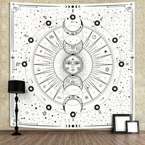 HONORNIC - Tapisserie blanche, tapisserie décorative pour chambre, décoration murale pour la maison, décoration de dortoir (1/4)