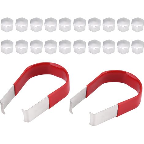 GARRYFIZH Cache-écrou de roue, cache-boulon chromé en plastique ABS avec outil de démontage pour voiture