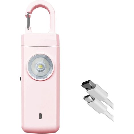 Alarme personnelle - Alarme puissante de 130 dB - Porte-clés - Portable - Lampe torche LED - Rose (1/5)