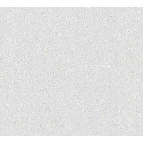 Papier peint intissé uni blanc 10,05 x 0,53 m Tapisserie texturée fibres Papier peint lavable et à peindre idéal pour bureau (1/4)