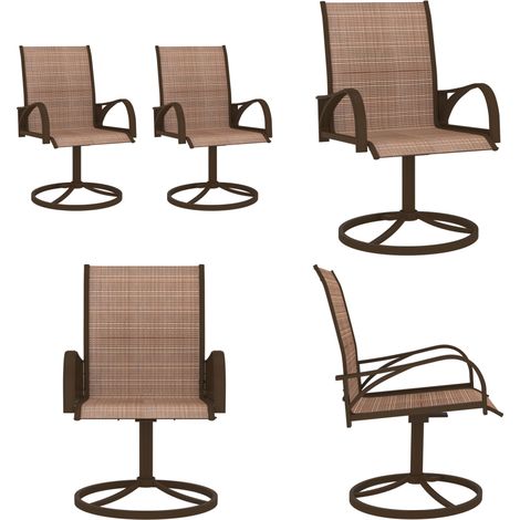 Chaises pivotantes de jardin lot de 2 Textilène et acier Marron - Chaise De Jardin - Fauteuil De Jardin - Mobilier De Jardin - Set De Chaises - Chaises Rotatives - Home & Living (1/5)