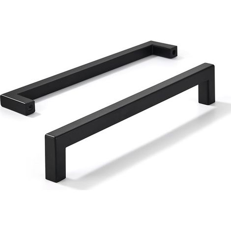 Poignées - Lot de 2 - Acier inoxydable - Vis incluses - Entraxe : 160 mm - Longueur totale : 17,2 cm - Noir (1/5)
