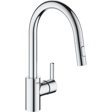 GROHE Robinet de cuisine évier Feel, douchette extractible, rotation 360°, bec en U, inverseur 2 jets, mitigeur cuisine 314860 (1/5)