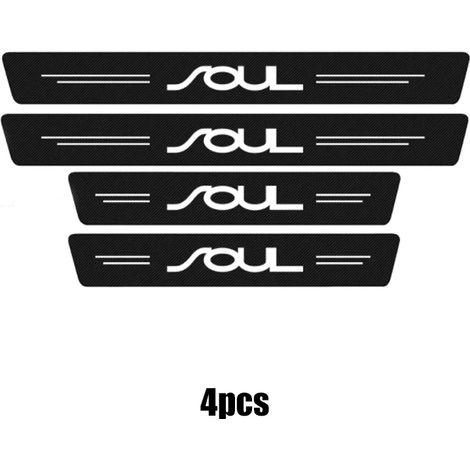 (Noir) Universel pour Kia Soul - Lot de 4 protections de seuil de porte en fibre de carbone,anti-rayures et adhésives (1/3)