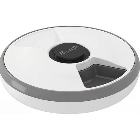 Mangiatoia automatica per gatti, 6 pasti da 180 ml, grigia, display LED e batteria (1/5)