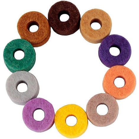 Lot de 10 rondelles en feutre souples rondes de rechange pour pieds de cymbales de batterie (couleur aléatoire) (1/4)