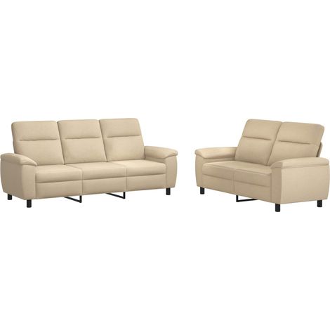 Sofa-Set 2 pcs Creme Stoff vidaXL